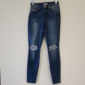 refuge Dark Blue Distressed Skinny Jeans
